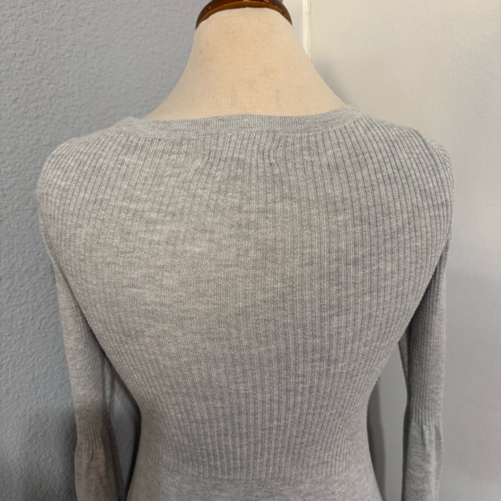American Eagle Outfitters Women Light Gray Long Sleeve Fit & Flare Dress Size S - Picture 11 of 17
